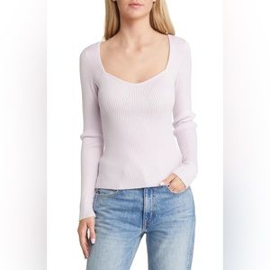 NWT Vero Moda Willow Sweetheart Neck Rib Sweater in Lavender Fog